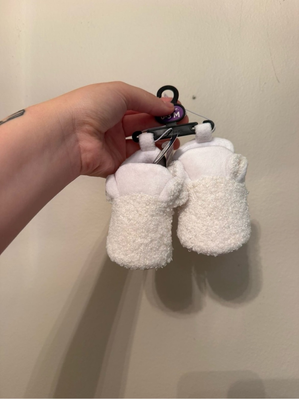Gerber White Plush Baby Booties